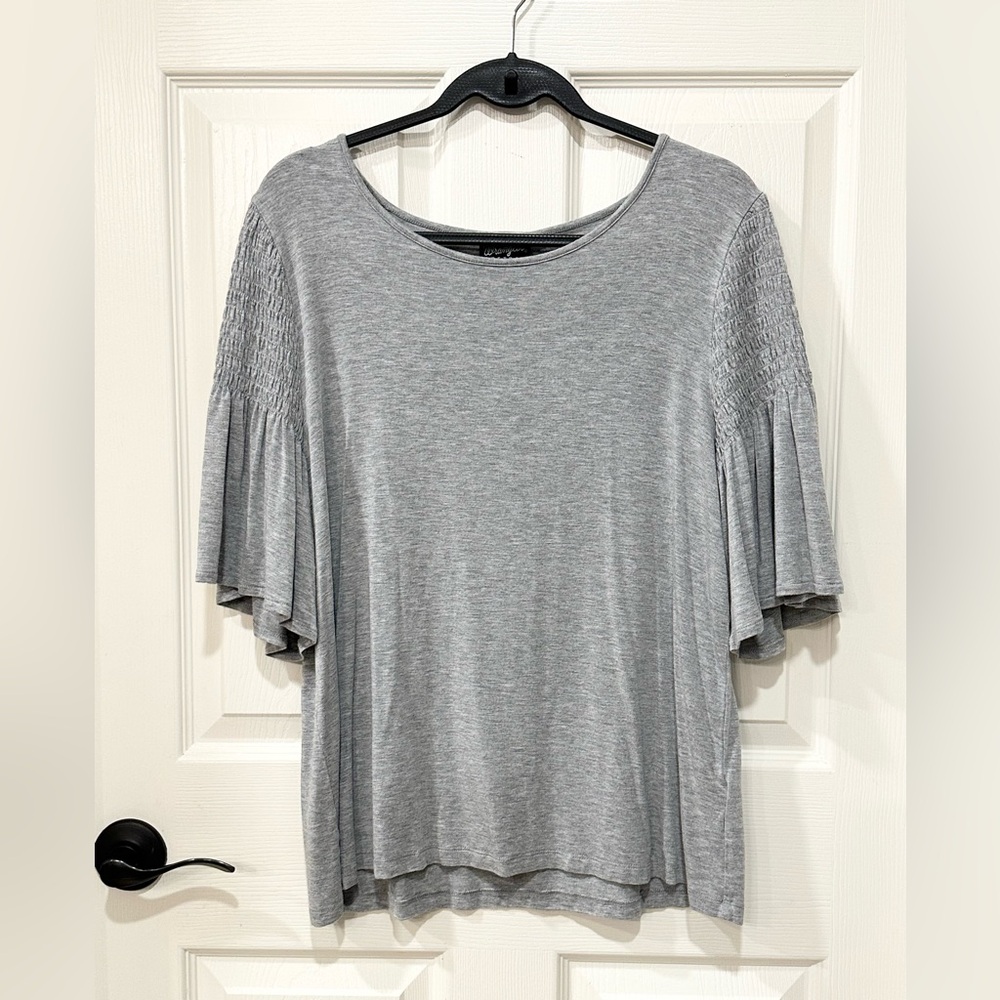 Wrangler Retro Gray 3/4 Smocked Ruffled Top XL